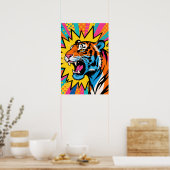 Wilder Tiger Pop Art Poster (Küche)
