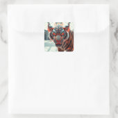 Wilder Tiger Quadratischer Aufkleber (Tasche)