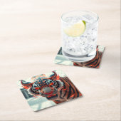 Wilder Tiger Rechteckiger Pappuntersetzer (Vor Ort)