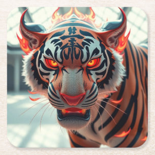 Wilder Tiger Rechteckiger Pappuntersetzer