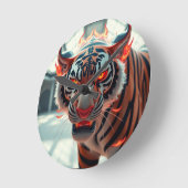 Wilder Tiger Runde Wanduhr (Winkel)