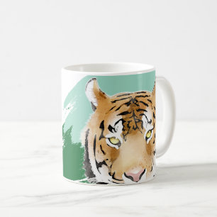 Wilder Tigerkopf-Aquarell-Geburtstag Kaffeetasse