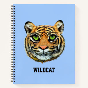 Wilder Tigerkopf auf Hellblau Notizblock