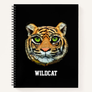 Wilder Tigerkopf auf Schwarz Notizblock