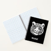 Wilder Tigerkopf auf schwarzem Notizbuch (Innenseite)