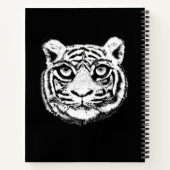 Wilder Tigerkopf auf schwarzem Notizbuch (Rückseite)