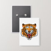Wilder Tigerkopf Illustration-24327 Button (Vorderseite/Rückseite)