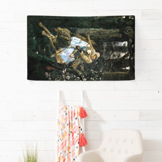 Wilder Timberwolf-tragendes Mädchen Banner (Insitu)