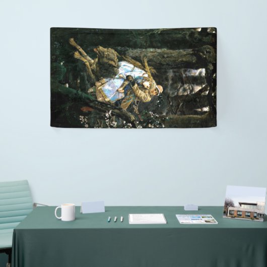 Wilder Timberwolf-tragendes Mädchen Banner (Messeveranstaltung)