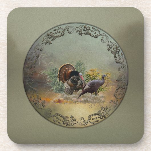 Wilder Truthahn Getränkeuntersetzer (Vorderseite)