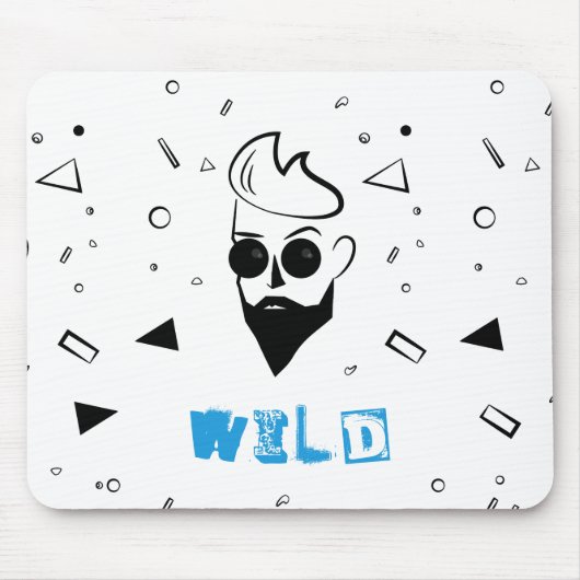 Wilder Typ - Sketched Man in Black, White & Blue Mousepad (Vorne)