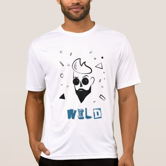 Wilder Typ - Sketched Man in Black, White & Blue T-Shirt (Vorderseite)
