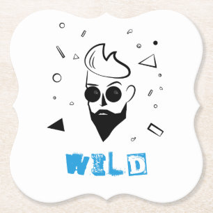 Wilder Typ - Sketched Man in Black, White & Blue Untersetzer