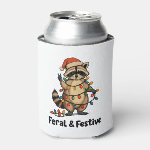 Wilder und festlicher Waschbär-Weihnachts-Xmas-Lic Dosenkühler