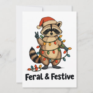 Wilder und festlicher Waschbär-Weihnachts-Xmas-Lic Feiertagskarte