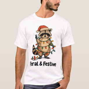 Wilder und festlicher Waschbär-Weihnachts-Xmas-Lic T-Shirt