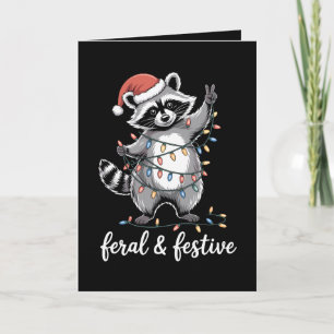 Wilder und festlicher Weihnachts-Waschbär-Weihnach Karte