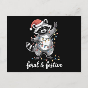 Wilder und festlicher Weihnachtswaschbär Weihnacht Feiertagspostkarte