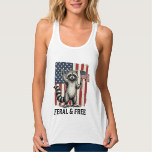 Wilder und freier patriotischer Waschbär-Vintage-S Tank Top