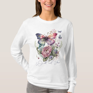 Wilder Und Freier Schmetterling Floral Wasserfarbe T-Shirt