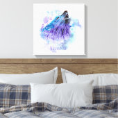 Wilder und freier Wasserfarben-Wolf - Gemischte Me Leinwanddruck (Insitu (Schlafzimmer))