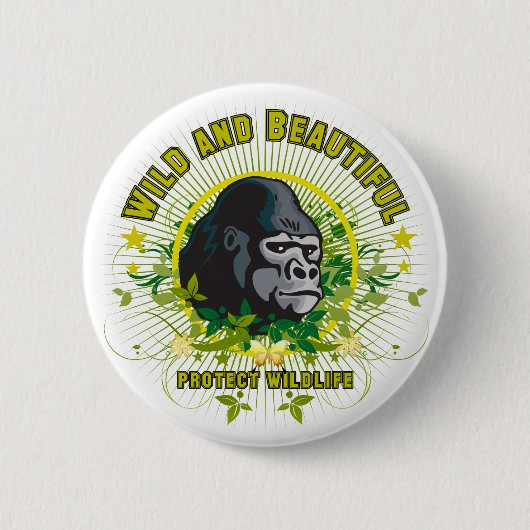 Wilder und schöner Gorilla Button (Vorderseite)