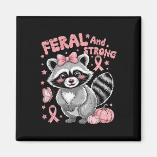 Wilder und starker Raccoon rosa Ribbon Brustkrebs Magnet