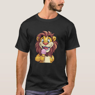 Wilder und süßer Löwe mit Eiscreme für einen lusti T-Shirt