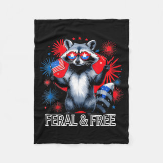 Wilder und USA-Waschbär-Flagge 4. Juli Männer Frau Fleecedecke