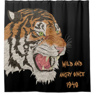 Wilder und wütender Tiger seit 1940 Black Brown Duschvorhang
