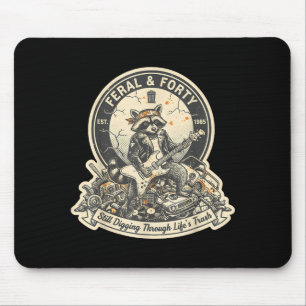 Wilder Vierzig-Waschbär-Lustige 40. Geburtstags-Ou Mousepad