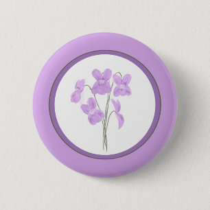 Wilder violetter Aquarell-Blumenstrauß-Knopf Button