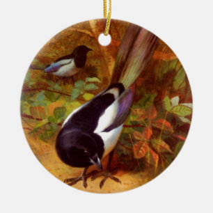 Wilder Vogel der Elsters Keramikornament