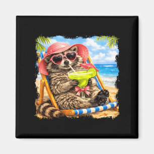 Wilder Waschbär Sommer Stimmung Lustiger Margarita Magnet