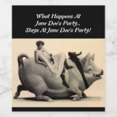 Wilder Wein Reiten Das Schwein Girls Night Wine La Weinetikett (Einzelnes Label)