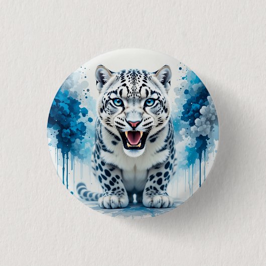 Wilder Weißer Leopard Button (Vorderseite)