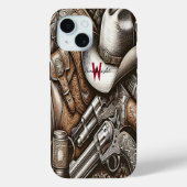 Wilder Westen mit Cowboyhut und Gewehren Case-Mate iPhone Hülle (Rückseite)