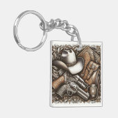 Wilder Westen mit Cowboyhut und Gewehren Schlüsselanhänger (Vorderseite links)