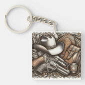 Wilder Westen mit Cowboyhut und Gewehren Schlüsselanhänger (Vorderseite)