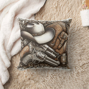 Wilder Westen mit Cowboyhut und Waffen Kissen
