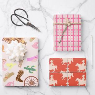 Wilder Westen mit Kaktusmuster Kindergeburtstagsfe Geschenkpapier Set