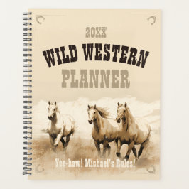 Wilder Western! Horses. Geschenk des bearbeitbaren Planer
