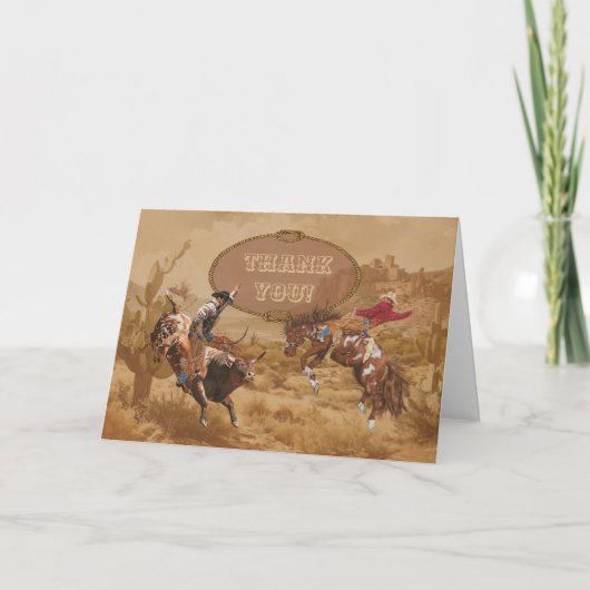 Wilder Western Round Up Vielen Dank Dankeskarte (Vorderseite)