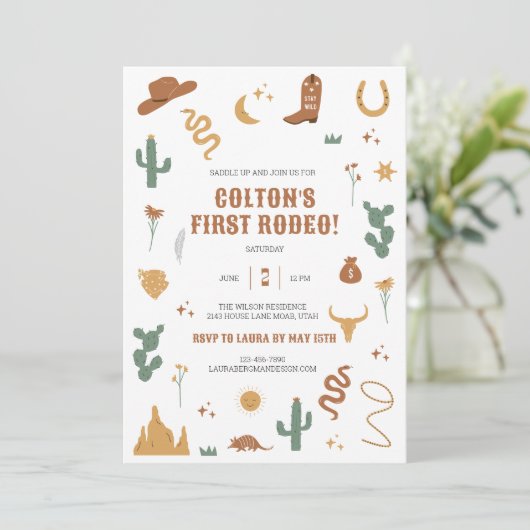 Wilder Western zum Geburtstag Einladung (Stehend Vorderseite)