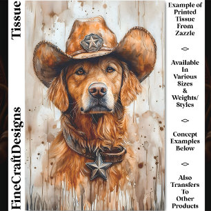 Wilder Westhund, Goldener Retriever DD2 Decoupage Seidenpapier