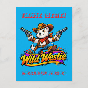 Wilder Westie-Cowboy-Hund Feiertagspostkarte