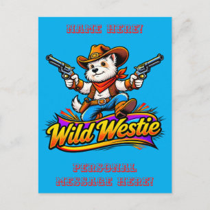Wilder Westie-Cowboy-Hund Feiertagspostkarte
