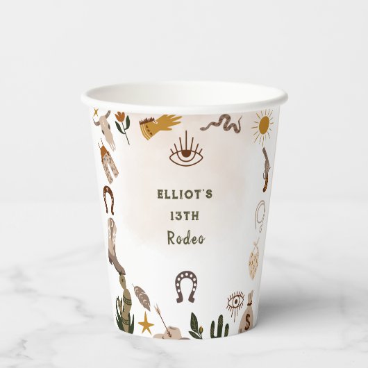Wilder Westrodeo Cowboy Geburtstag Pappbecher (Rückseite)