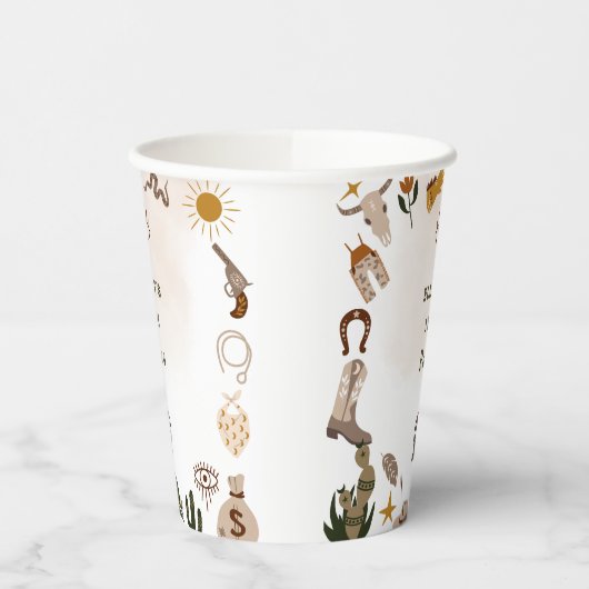 Wilder Westrodeo Cowboy Geburtstag Pappbecher (Links)