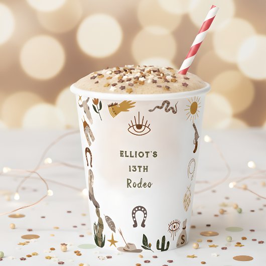 Wilder Westrodeo Cowboy Geburtstag Pappbecher